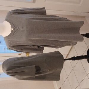 4/$60 Gray Button-up V-Neck Tee - Size Large